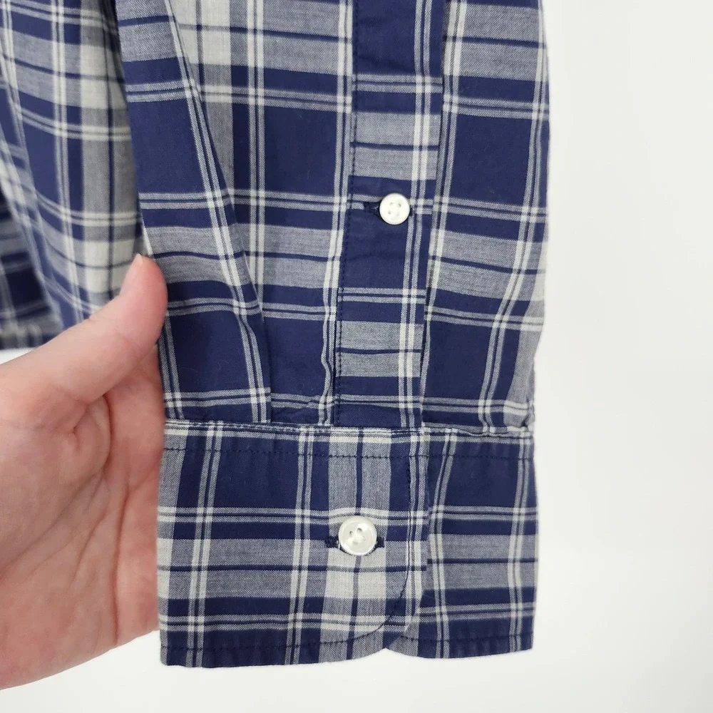 J. Crew Blue Plaid Button Down Shirt Mens‎ XL Cotton Slim Fit Classic Preppy